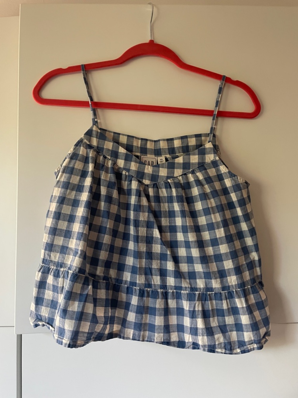 GAP Blue and White Gingham Spaghetti Strap Top